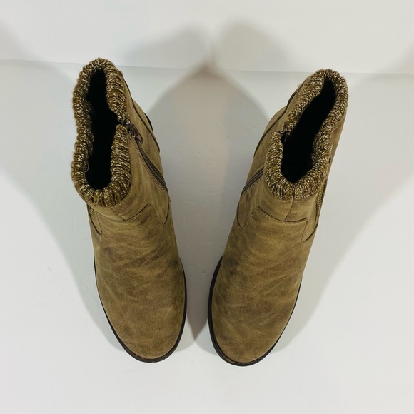 Twisted Booties Womens Size 7 Brown Shade Ankle Boots Side Zip Knit Edge Heel - Picture 6 of 11
